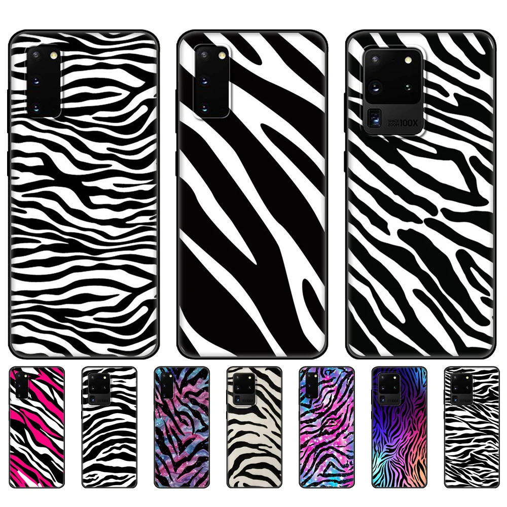 Custodia In Tpu Nero Per Samsung Galaxy S20 /S20 Plus/S20 Ultra/S20 + /S20Fe Cover Posteriore Zebra Stripes