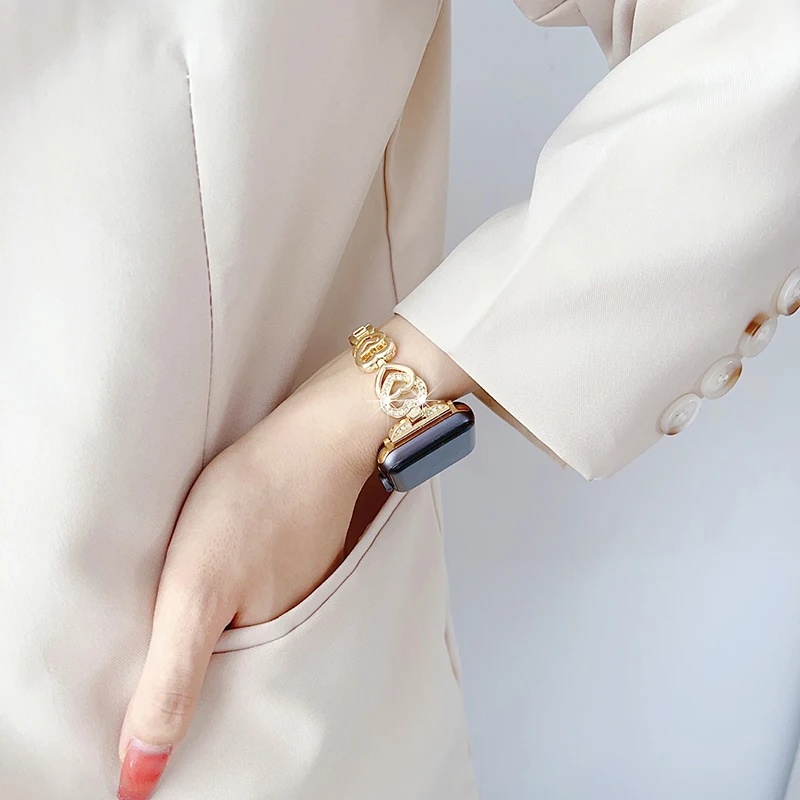 Elegant Diamond Metal Bracelet for Apple Watch - Women's Jewelry Strap