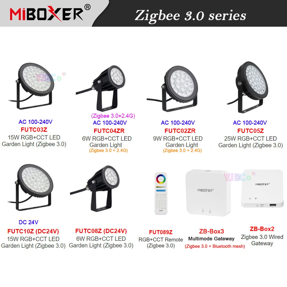 Miboxer tuya APP Zigbee 3.0 RGB CCT 6W 9W 15W 25W LED Garden Light Waterproof IP66 Smart Outdoor Lawn Lamp AC 110V 220V DC 24V умная светодиодная лампа aqara led light bulb znldp12lm e27 9 вт 806 лм zigbee