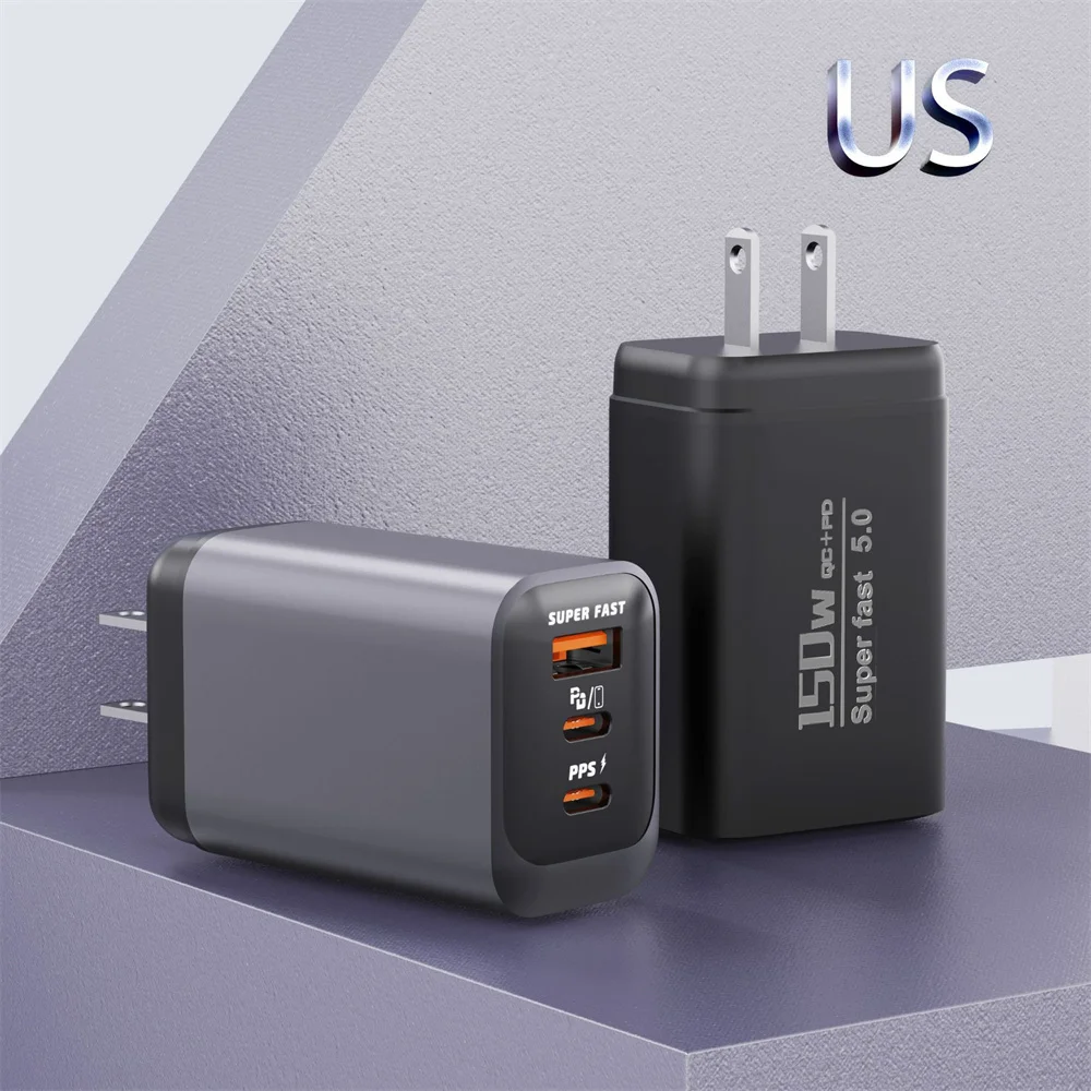 150W 3-Port USB-C Ladegerät Superschnelles Laden PD QC3.0 Reise-Wandadapter für iPhone 17 Samsung Xiaomi Tablet EU UK US Ladegerät – Detail 10