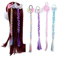 Nouvelles filles mignon dessin animé arc papillon coloré tresse bandeau enfants élastique pour queue de cheval bandes de caoutchouc accessoires de cheveux de mode 2