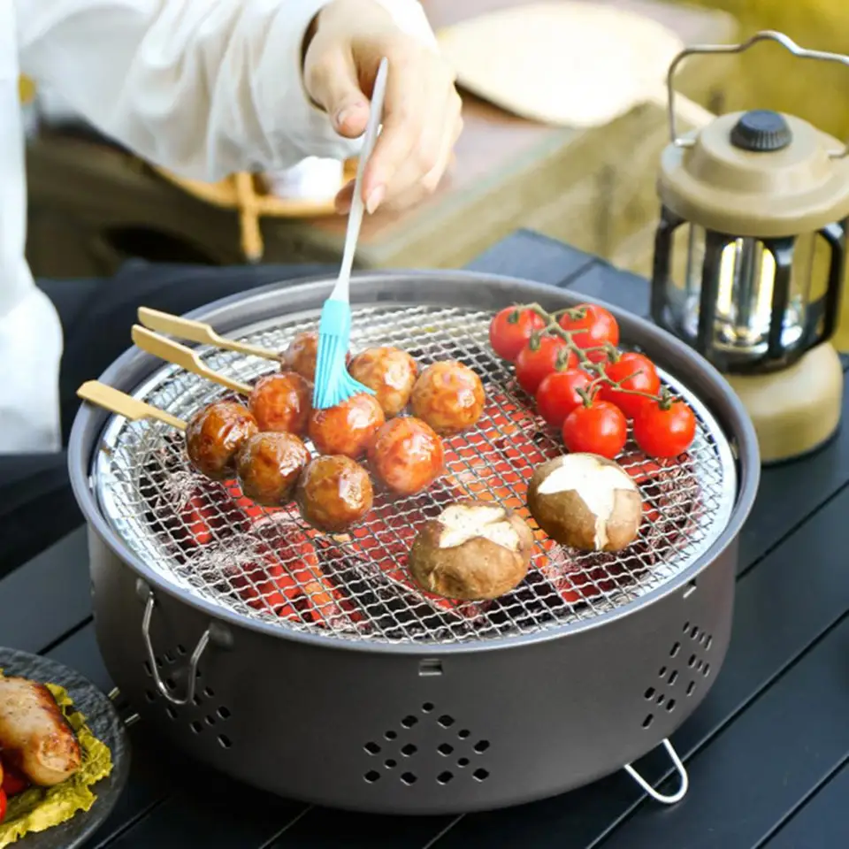 Parrilla de área de calefacción estable, parrilla de barbacoa, parrillas  portátiles de acero inoxidable para fogatas para barbacoa al aire libre,  Camping, Picnics, ligera - AliExpress, image size:960x960