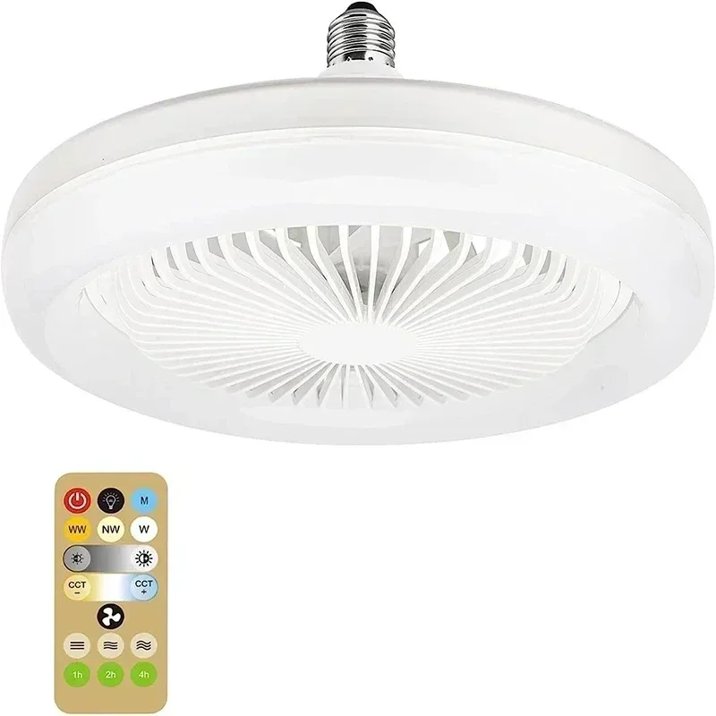 Ceiling Fan LED With Light Remote Control Dimmable Lighting For Bedroom and Living Room E27 Converter Base 2