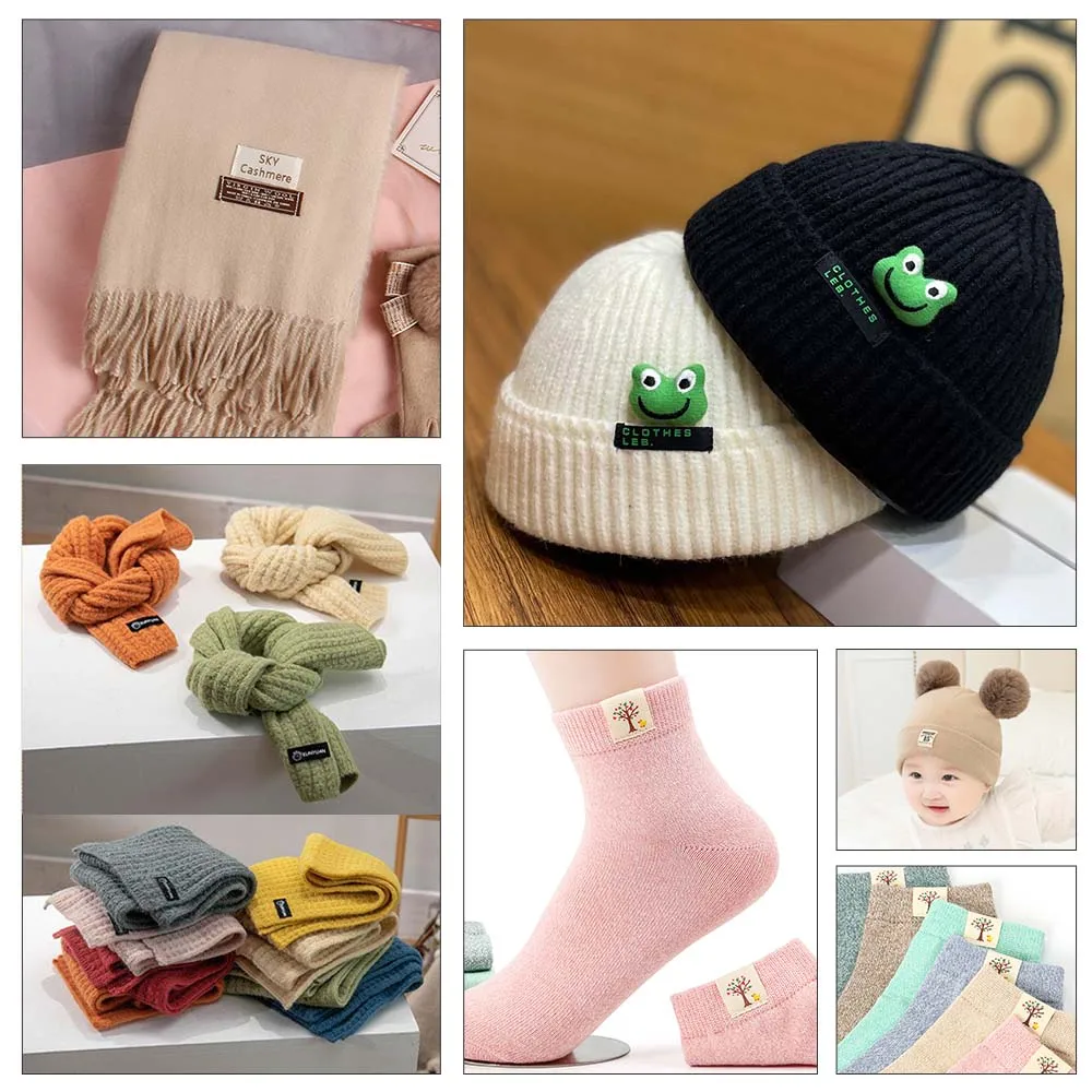 50Pcs Smiling Face Clothes Label Handmade Tags Clothing Embroidery Cotton Baby Hats Bags 20*39MM clothing labels,garment labels,sewing labels