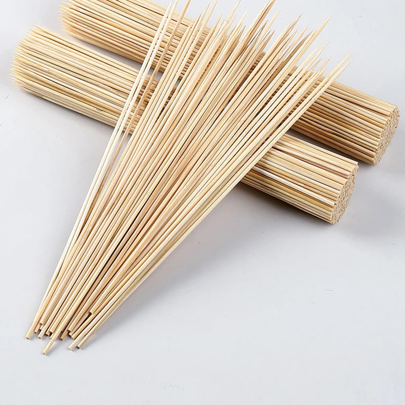 Barbecue Skewers 100pcs Bamboo Skewer Sticks Disposable Barbecue Fruit Sticks BBQ Tools
