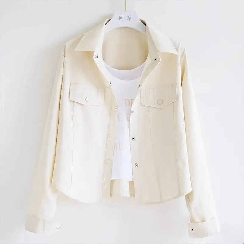 Elegant Fashion Harajuku Slim Fit Female Clothes Loose Casual All Match Outerwear Solid Button Thin Style Long Sleeve Tops Women