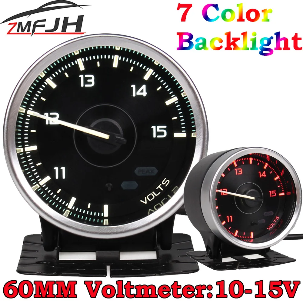 

Водонепроницаемый автомобильный индикатор 60 мм, 7 цветов, стандартный индикатор напряжения 10-15 в, двойной светодиодный цветной дисплей для универсального автомобильного измерителя