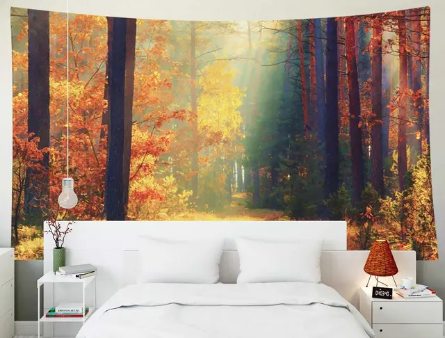 Sunlit Autumn Forest Tapestry 4