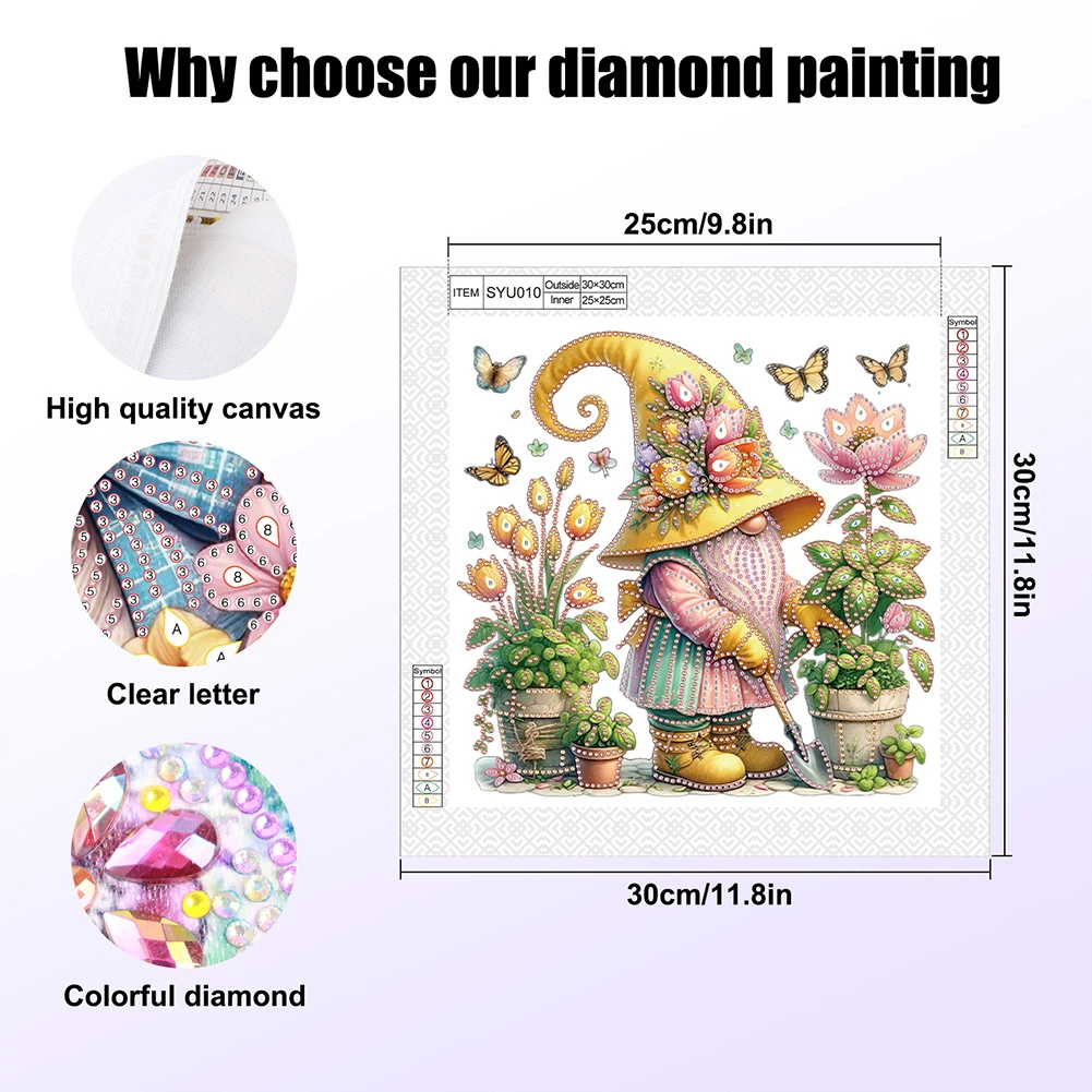 30*30cm 5D DIY Partial Special Shaped Drill Diamond Painting Flower Goblin Art Decor Rhinestone Diamond Painting Home Wall Decor