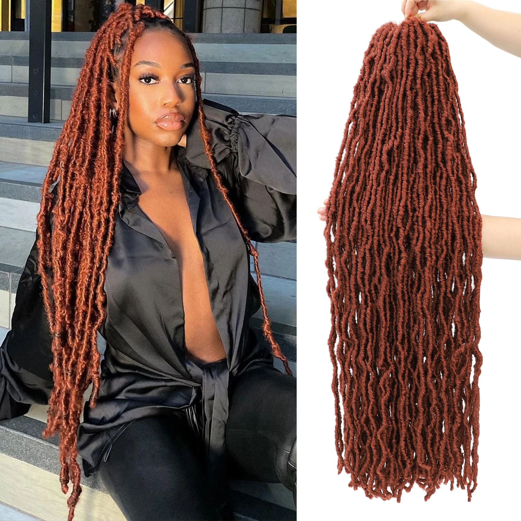 Karida 36 Inch Faux Locs Crochet Hair Extensions For Women Synthetic Soft Locs Crochet Braids Dreadlocks Hair Extensions 1