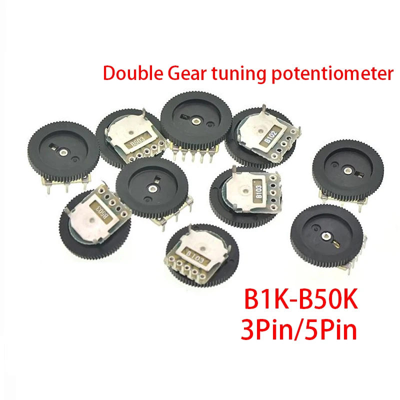 10pcs Double Gear Tuning Potentiometer B102 B103 B203 B503 B1k B10k