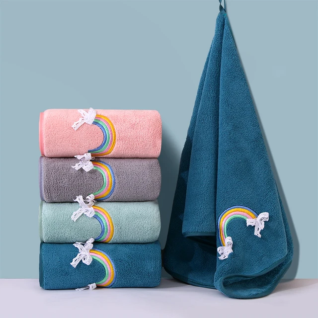 Luxury Plush Embroidered Coral Towels & Mats