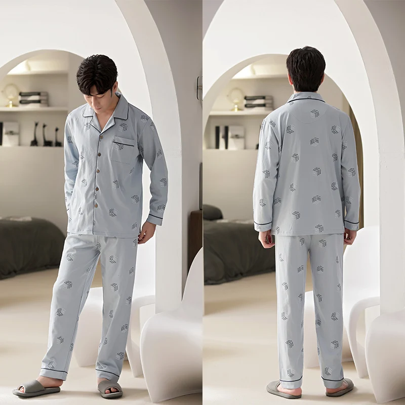 7XL Spring Summer Pajama Sets for Men Long Sleepwear Nightwear Pyjamas Pijama Plus Oversized Home Clothes Men Sleep Lounge Tops mens pajama shorts set