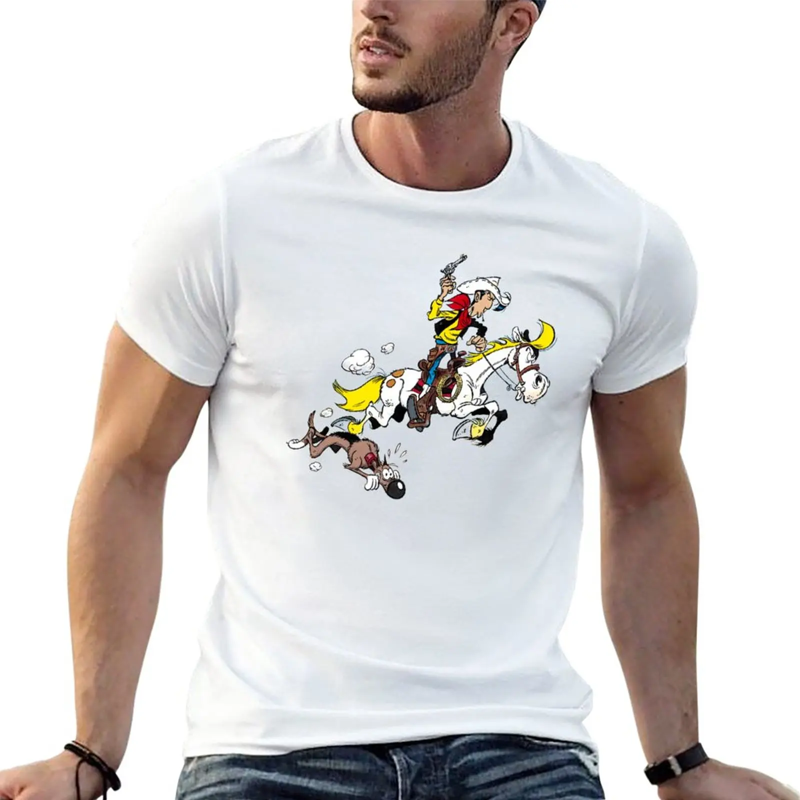 New Lucky Luke T-Shirt plus size tops vintage t shirt Blouse Men's t-shirt  - AliExpress