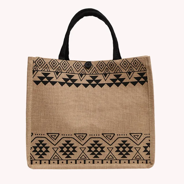 Retro Etnikai Vászon Kézitáska Nő Nagy Kapacitású Válltáska Strandzsák - Image 4