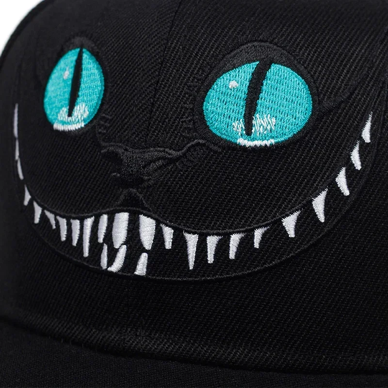 New Cheshire Cat Embroidery Baseball Cap Cute Smiley Snapback Caps Men's and Women's Universal Cotton Hat Adjustable Hip Hop Hat