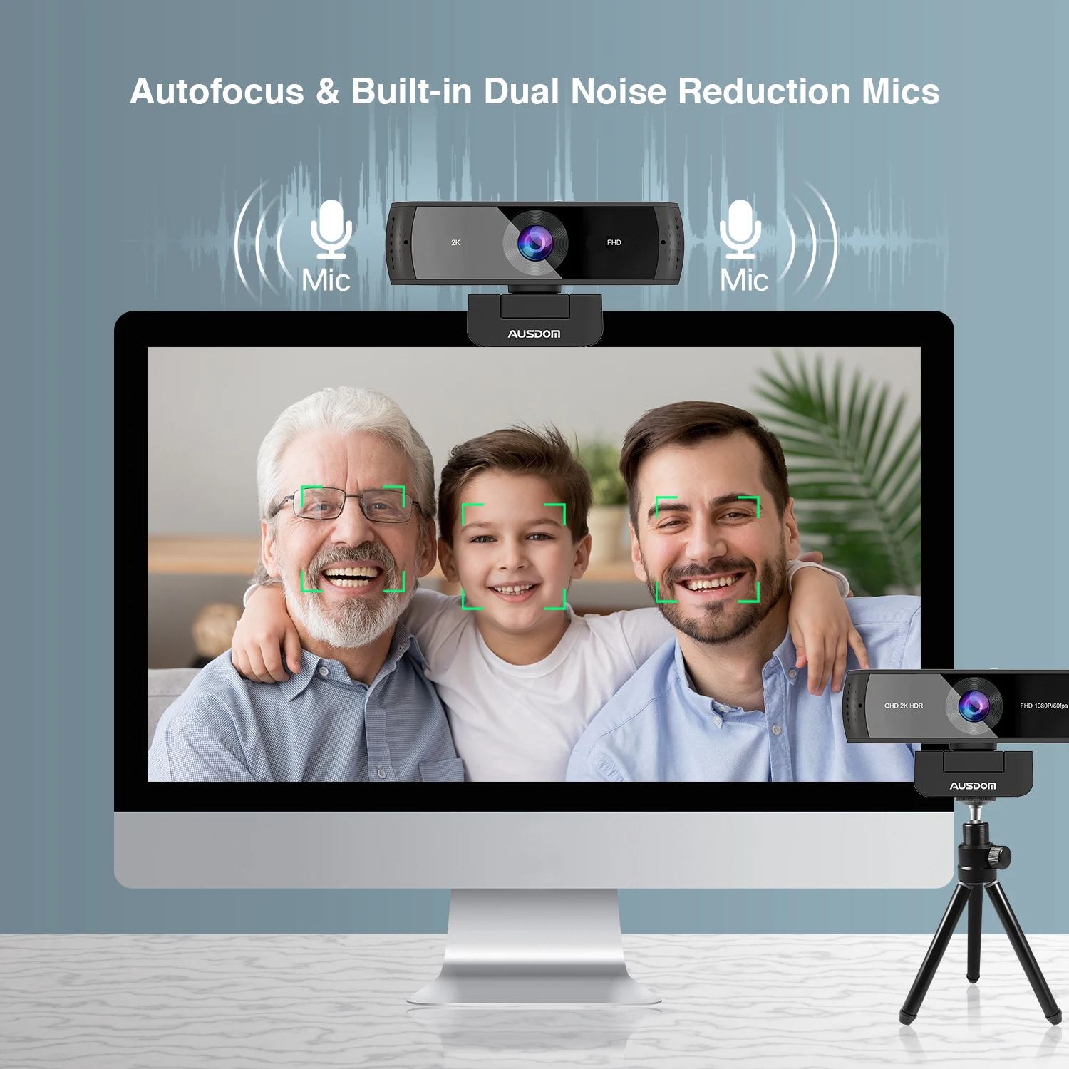 Ausdom Aw651s 2k Fhd Autofoco Computador Webcam 30fps Usb Câmera Web com Microfone e Privacidade Capa Streamcam para Computador Portátil - Imagem 3