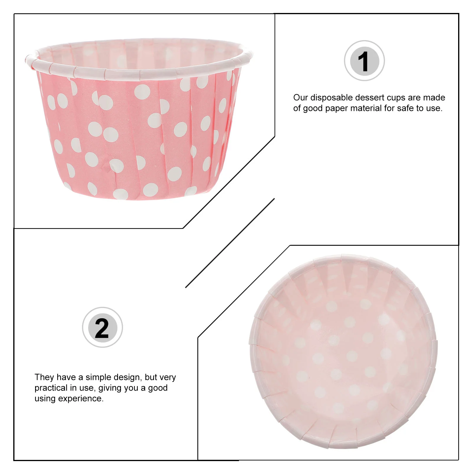 50 Pcs Ice Cream Cups Plastic Disposable Bowls Dessert Containers for Desserts Paper Party Cupcake Liners Plate