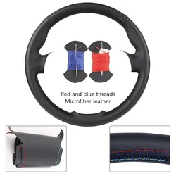 Customized Car Steering Wheel Braiding Cover - Premium Leather Wrap Accessory (A - Red - Blue thead)