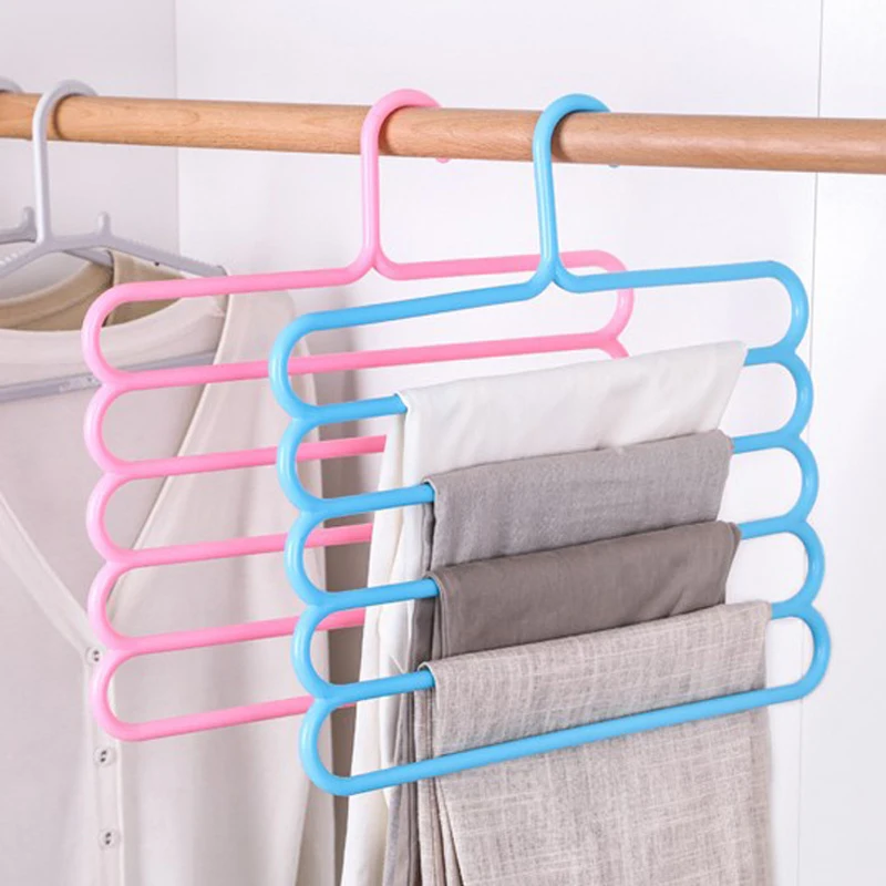 Clothes Hanger Rod 5 Layers MultiFunctional Pants Hangers Holders Trousers Hanger Storage Rack Clothes Hanger Space Saver Wardrobe Closet Organizer