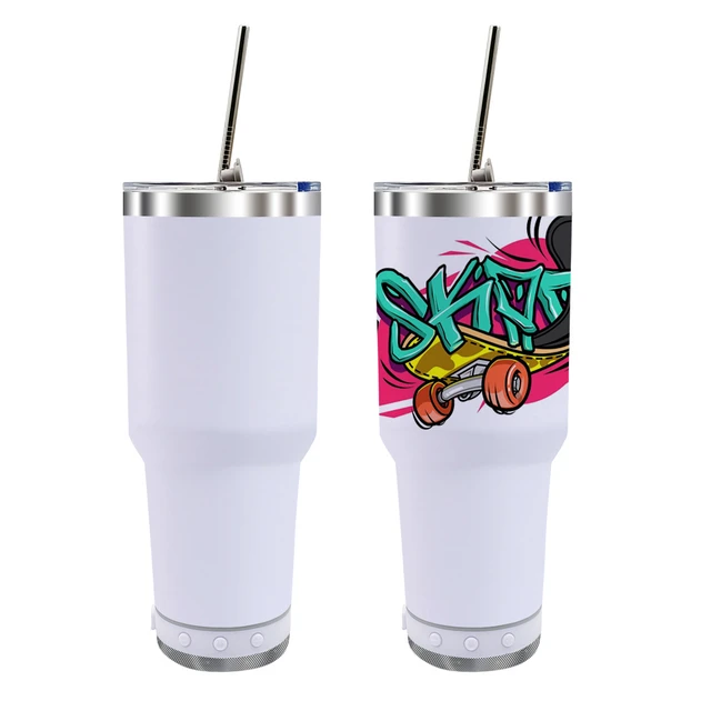 The Memory Company White Miami Dolphins Personalized 30oz. Stainless Steel Bluetooth Tumbler