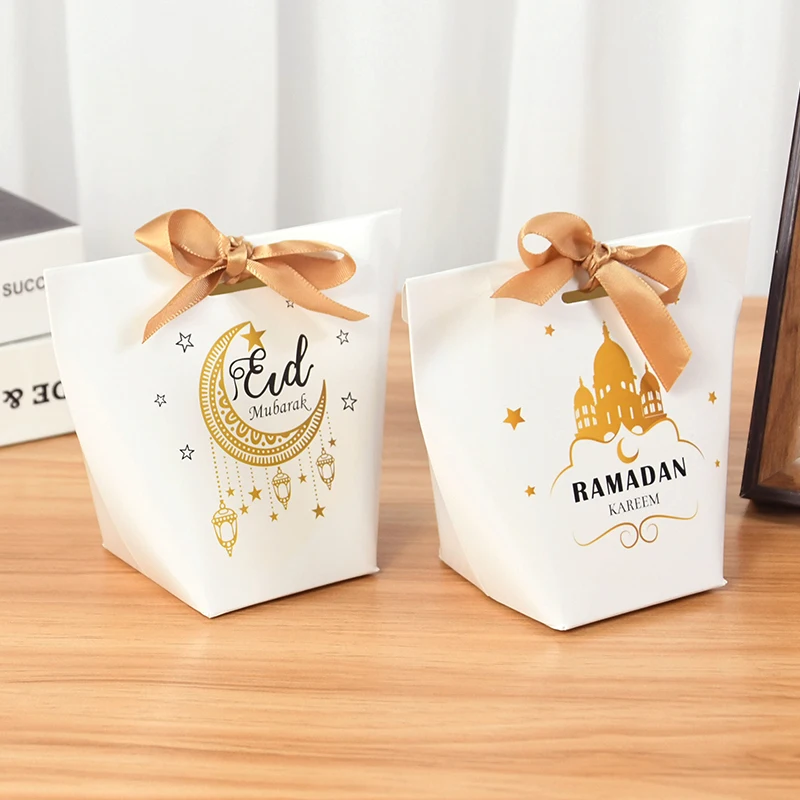 5/10Pcs Eid Mubarak Gift Box Ramadan Kareem Candy Bags Muslim Islamic Festival Party DIY Decoration Supplies 2023 Eid Al-fitr