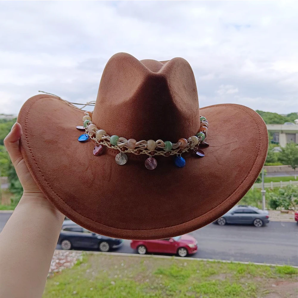 Chapeau Western En Daim - Style Rétro Denim, Unisexe, Pour Hommes Et Femmes, Bleu Lac