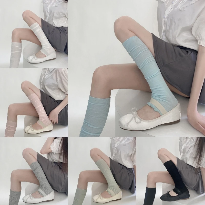 

Japanese Sweet Slouck Socks Women Frilly Over Calf Socks Leg Cover Long Stocking