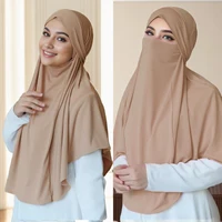 Malaysian Strap Instant Hijab Solid Modal Jersey Hijab Sacrf For Muslim Woman Hijabs Wrap Lady Casual Headband Ethnic Headscarf 1
