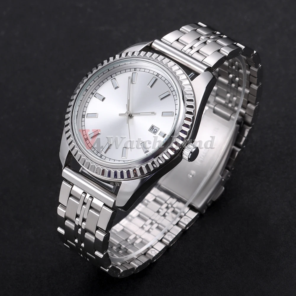Sleek Curved End Stainless Steel Watchband with Folding Buckle