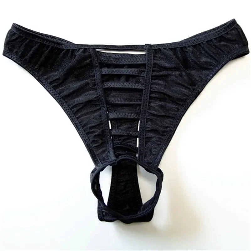 1PCS Crotch Open Underwear for Men Hollow Bandage Gay Sexy Underwear Erotic See Through Thong with Penis Hole
