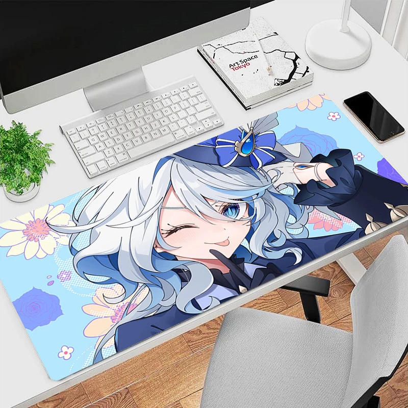 Genshin Impact Furina Anime Game Mousepad Mouse Mat Tapete Escritório pc Kawaii Gaming Acessórios Teclado Laptop 900×400
