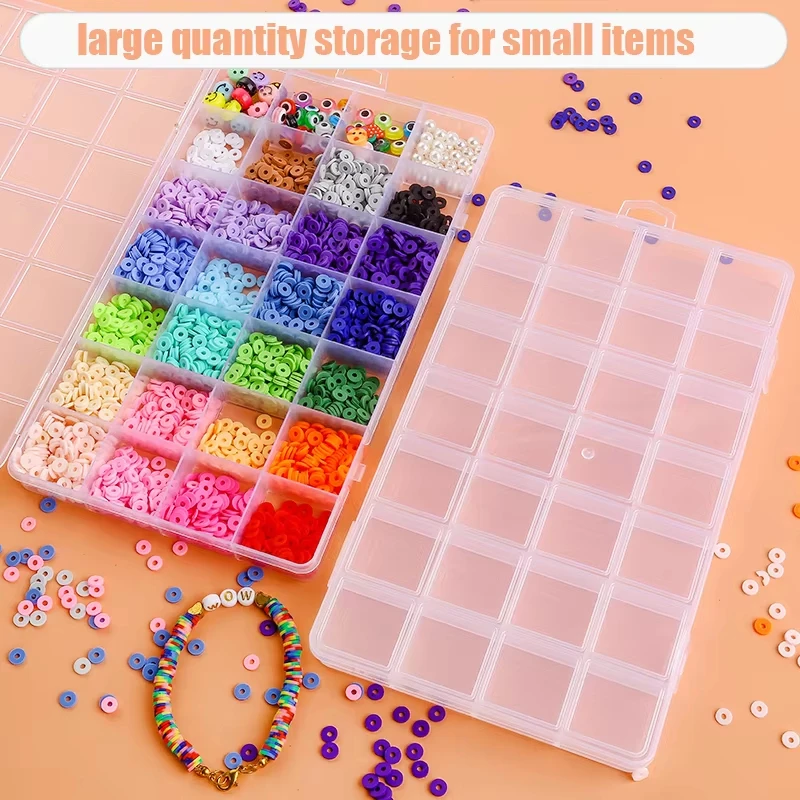 Adjustable Dividers Plastic Organizer Box-12/24 Grids Craft Storage Bead Box Fishing Tackle Jewelry Storage Solution
