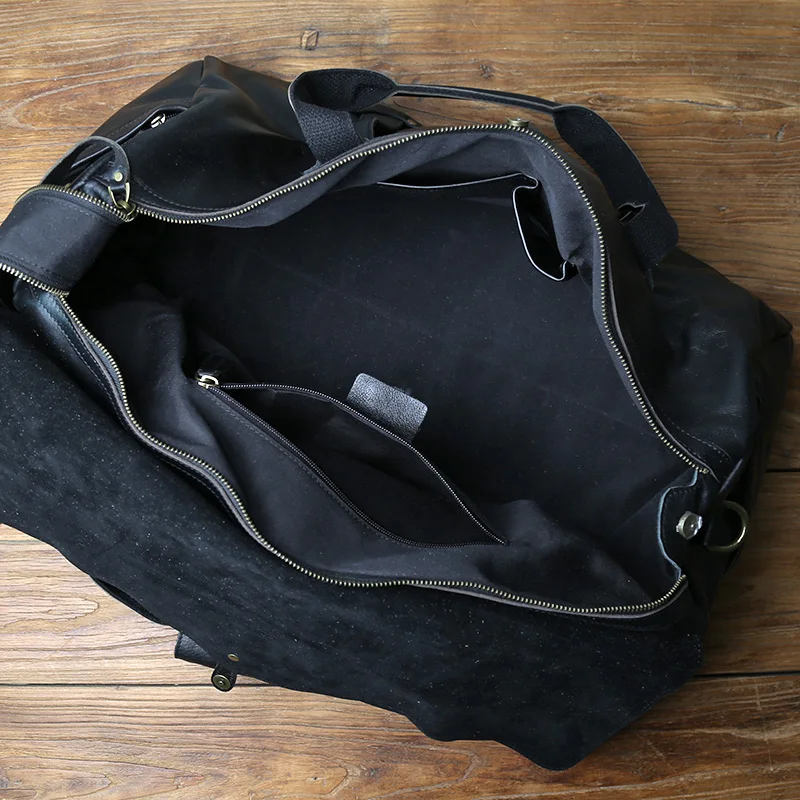 NZPJ Genuine Leather Men's Travel Bag Large Capacity Outdoor Handbag Casual Top Layer Cowhide Fitness Bag For 16 Laptop Bag