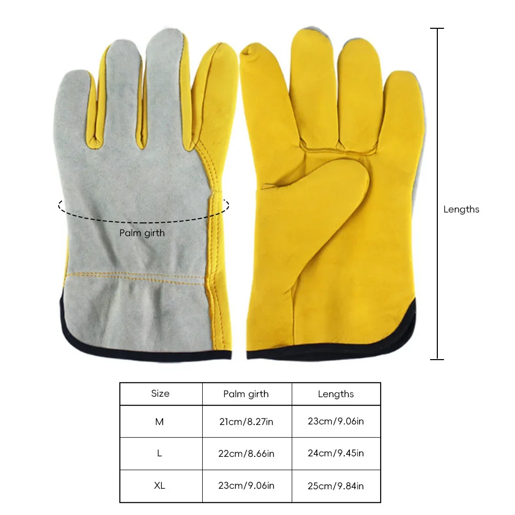 Work gloves Protective gloves 1 Pair Yellow Leather Gloves Soft Sensitive Gloves Finger Guards for TIG Welding Glove Accessoris Protection Safety Supplies