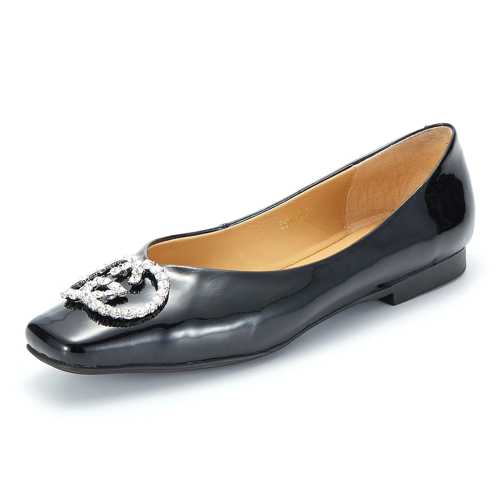 

Stylish Women Top Grade Genuine Calf Leather Flats Comfortable Soft Sheepskin Lining Square Toe Women's Ballet Shoes