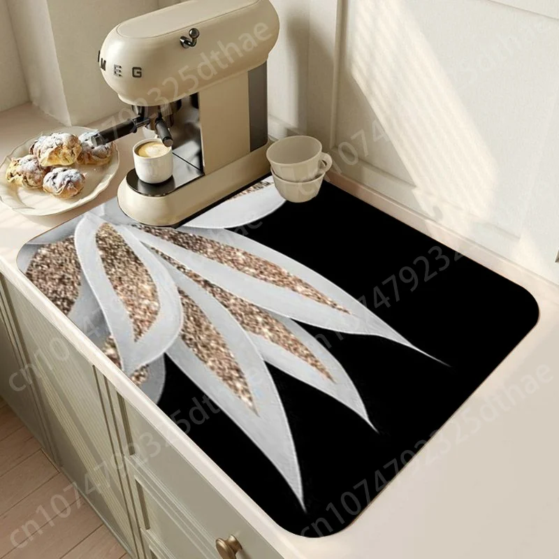 Coffee Maker Mat For Kitchen Counter Protector, Retro Dish Drying