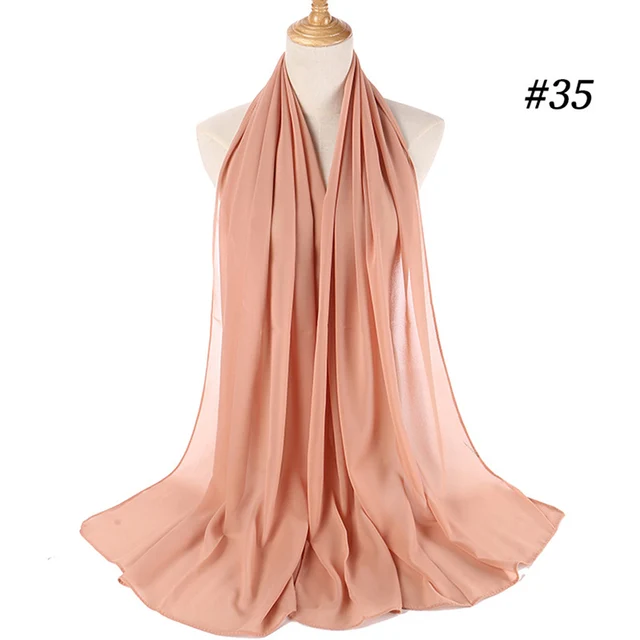 Musulman en mousseline de soie Hijab femmes bulle en mousseline de soie écharpe pour femmes dames voile musulman Islam couleur unie malaisie Musulman Wrap foulards