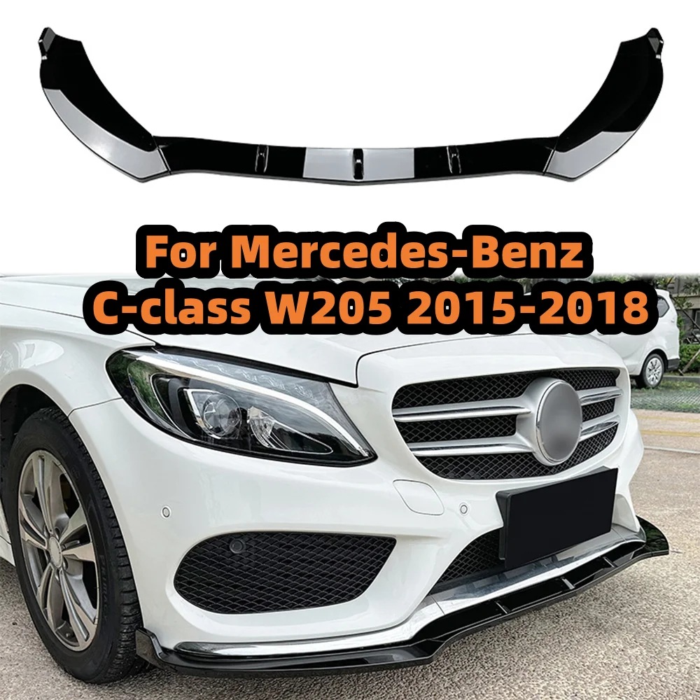 

Car Front Bumpers Splitter Lip For Mercedes Benz C Class W205 2015-2018 C180 C200 C260 AMG Style Spoiler Guard ABS Body Kit