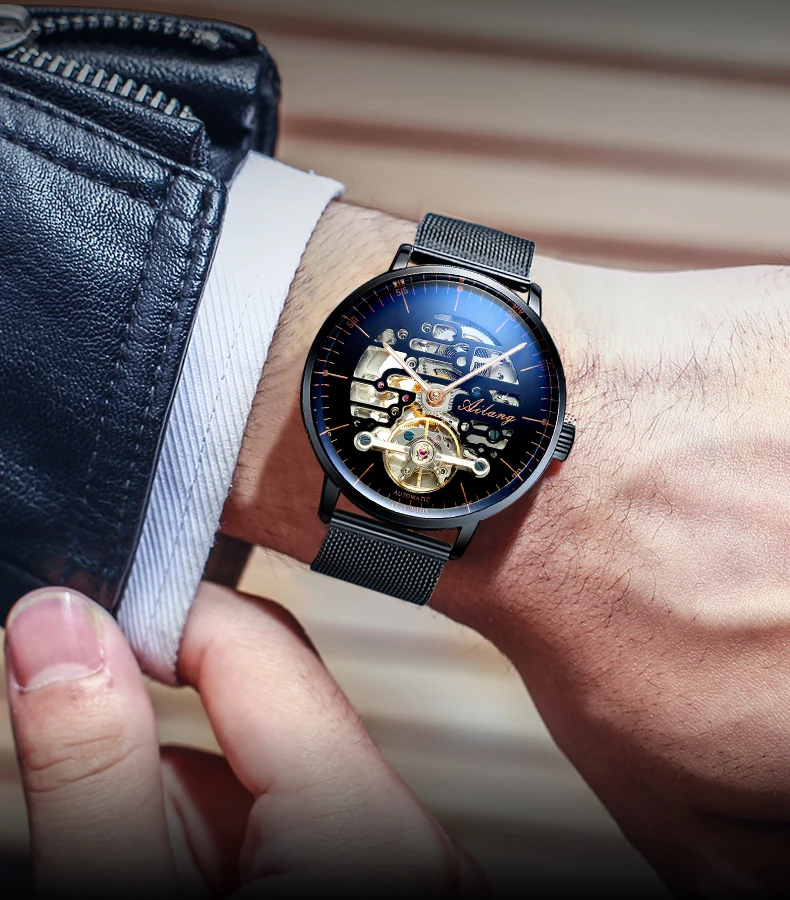 AILANG Nuovo di zecca, orologio meccanico alla moda per uomo, cinturino in pelle, impermeabile, luminoso, automatico, tourbillon_voghion.com