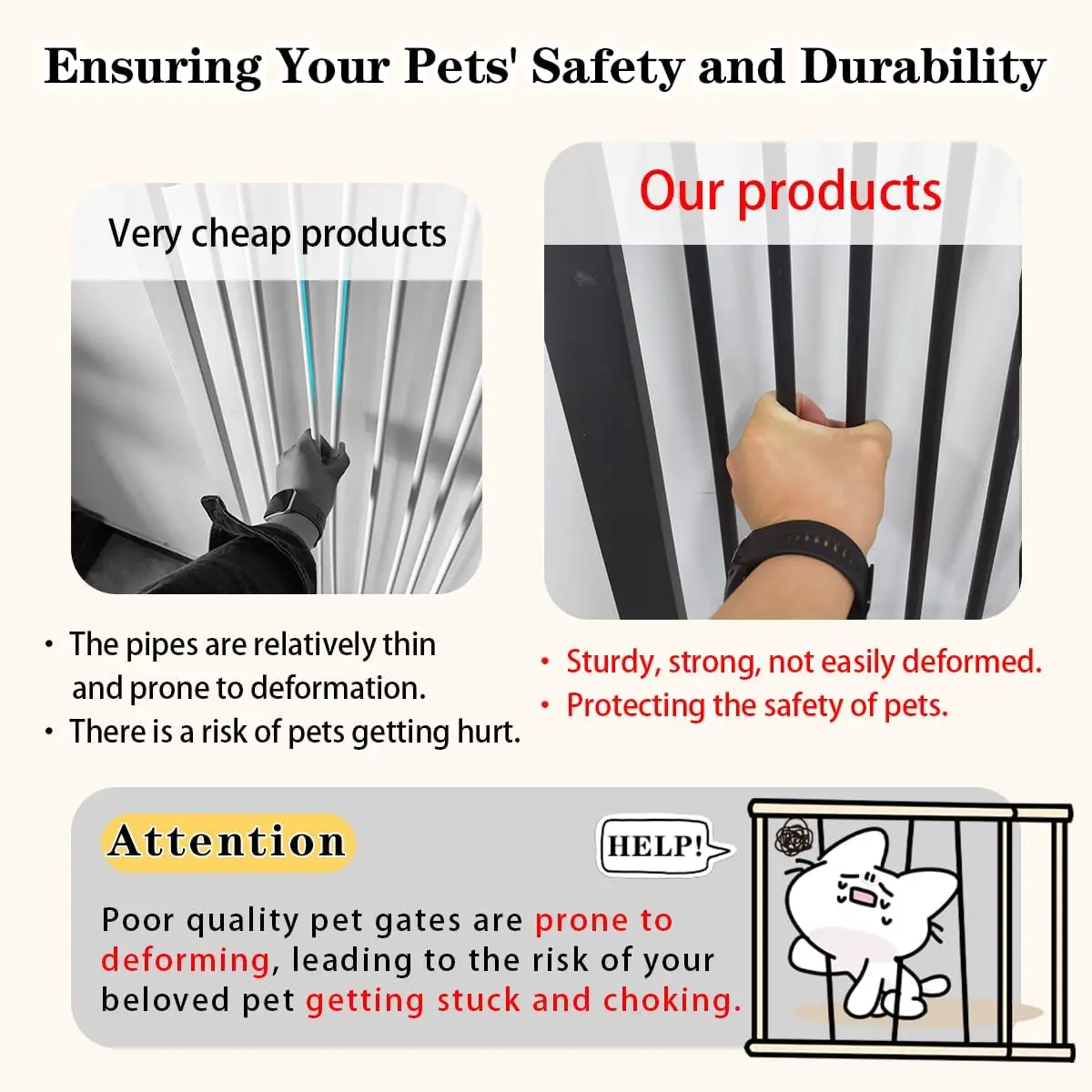 Extra Tall Pet Gate 61.02" High Pressure Mounted 50.79"-55.11" Extra Wide (9 Sizes) 1.37" Gap for Cat Dog Children Stai