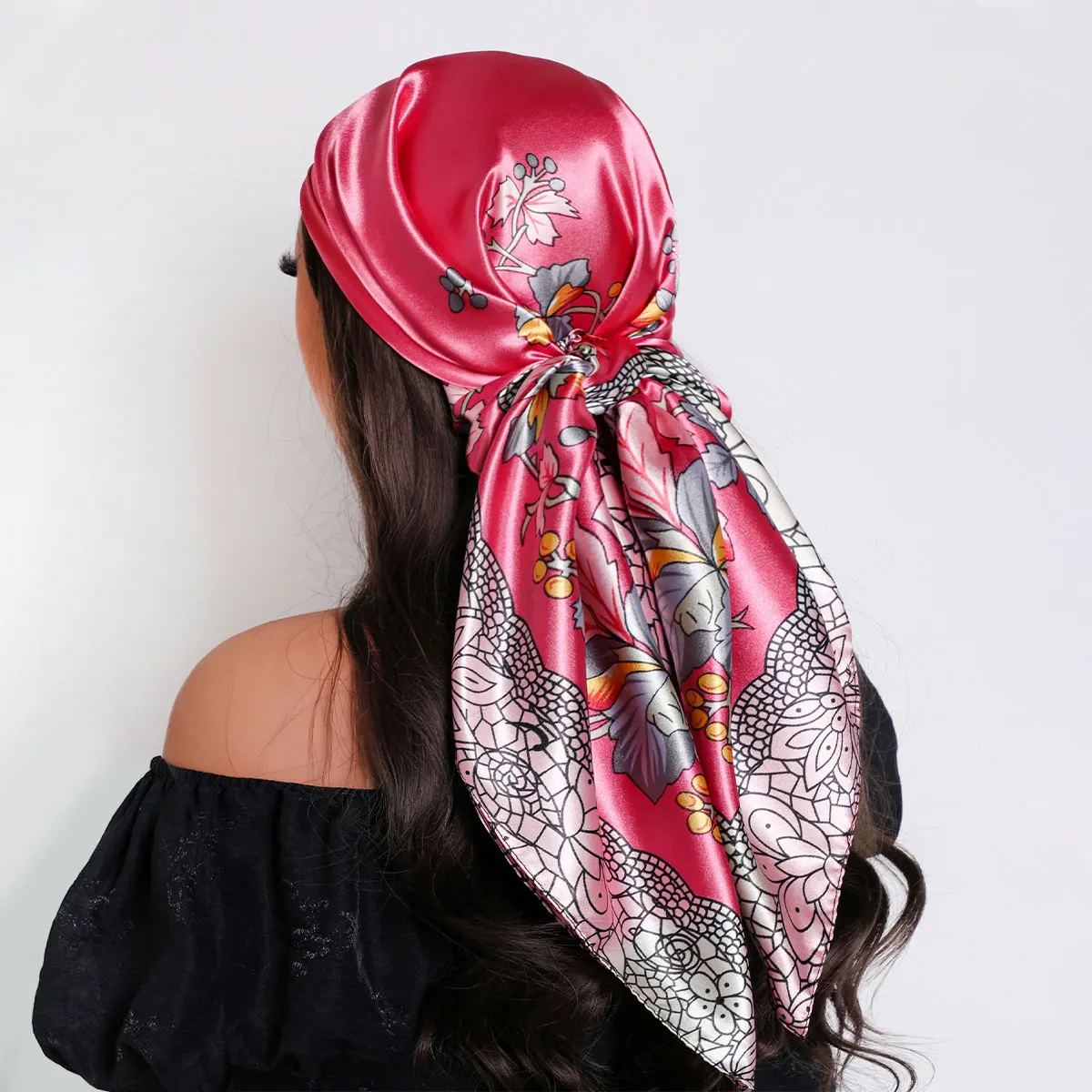 90CM Women Scarf Luxury Brand Summer Fashion Print Sunscreen Shawl Beach Cover Up Head Wrap Accessories Kerchief for Female