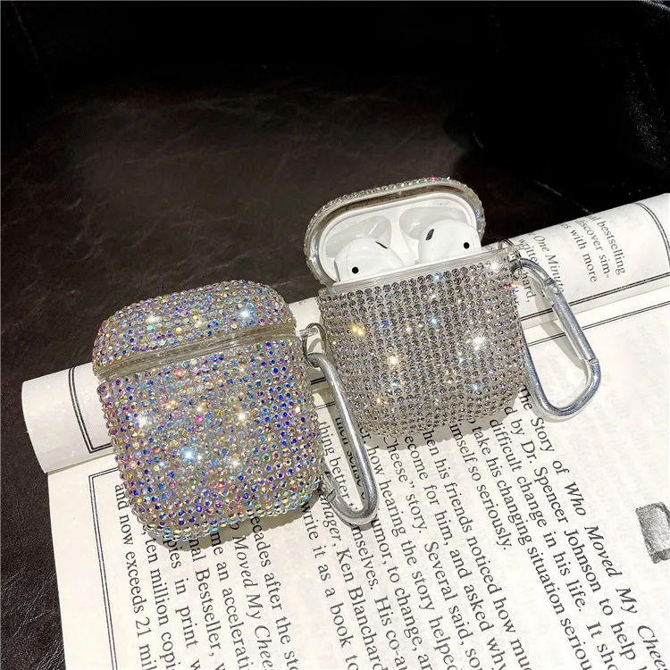 Luxurious Rhinestone Glitter AirPods Pro Case, Protective Bling Diamonds Airpod Pro Charging Protective Case Cover for Apple I10/I12 TWS (Silver-pro)