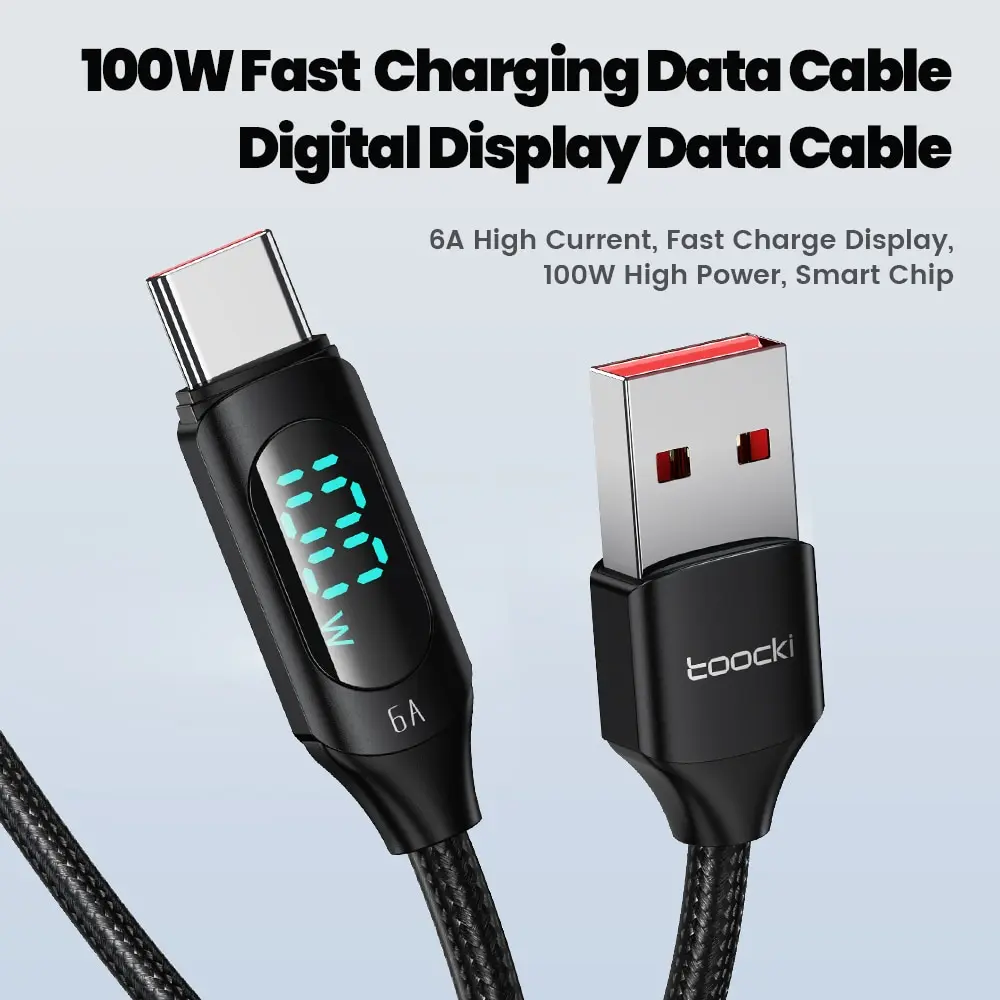 Toocki 100W USB Type C Cable For Huawei Honor Xiaomi Samsung Super Charge Fast Charging USB C Charger Data Cable Wire Cord 1m 2m Best Sellers In Phones Accessories