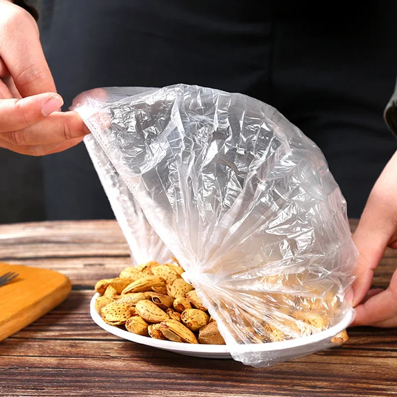 Food Cover 200PCS Disposable Plastic Wrap Elastic Lids For Fruit Bowls Storage Kitchen Fresh Keeping Film
