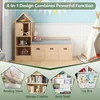 Kids Bookcase and Bookshelf with Reading Nook, Toy Storage Organizer for Kids, Oak Castle Wooden Bookcase with 3 Open Storage 3