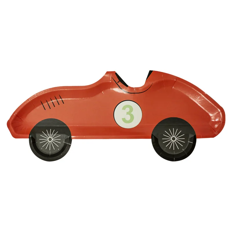 Racing Car Disposable Tableware Set - Boys Birthday Party Supplies – Cartoon Car Shaped Plates & Décor