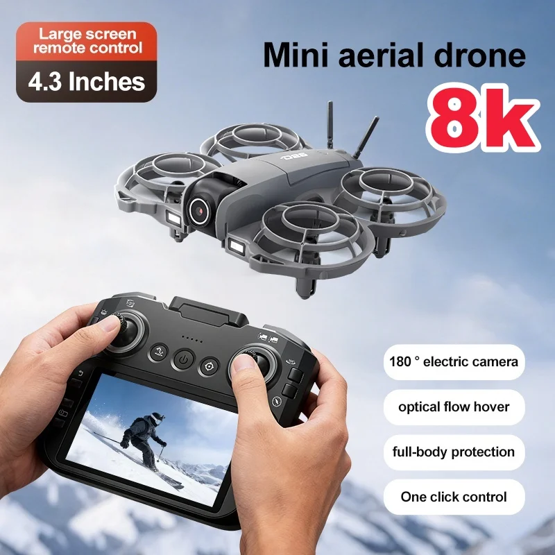 4.5인치 대형 화면 리모컨 RC 드론, 8K HD 카메라 탑재, 광학 흐름 호버링 기능, 원격 조종 드론 장난감