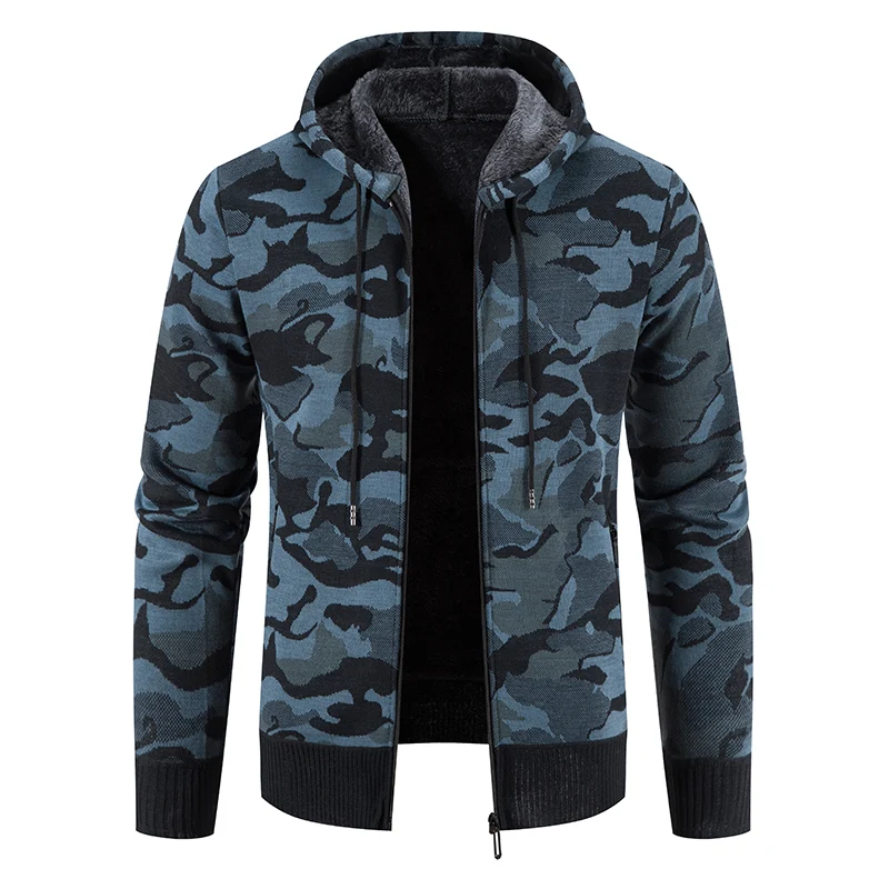 SwissWell Giacca con Cappuccio da Uomo Invernale Felpa in Pile con Cappuccio con Cerniera Fodera Calda Giacca con Tasche per Escursionismo Campeggio,652 Blu Navy,M