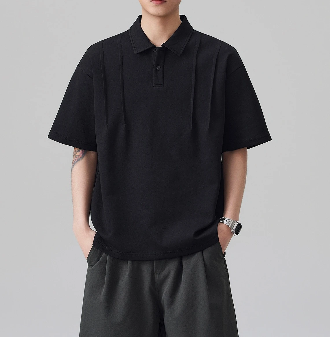 Polo Semplice da Uomo Estivo 2026 Nuovo Modello Ampio Casual con Risvolto a Mezza Manica - immagine 3